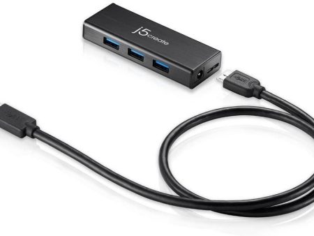 j5create 4-Port USB 3.0 Hub- Ultra Slim Portable USB Data Hub with 2ft USB 3.0 Cable Supply