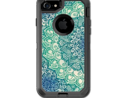 Blue Green Mandala Pattern Otterbox Defender iPhone 7 or iPhone 8 Skin on Sale