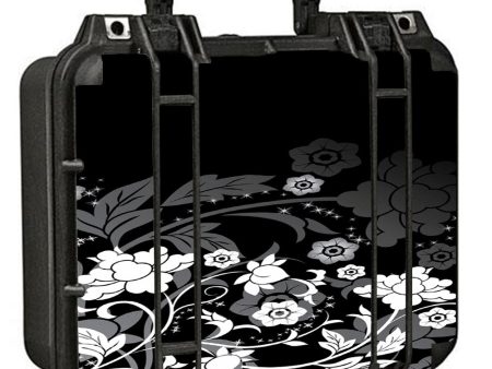 Black Floral Pattern Pelican Case 1400 Skin For Discount