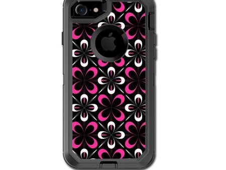 Abstract Pink Black Pattern Otterbox Defender iPhone 7 or iPhone 8 Skin For Cheap