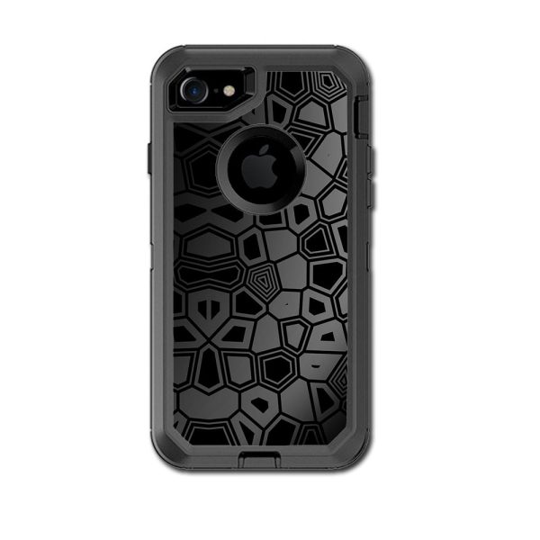 Black Silver Design Otterbox Defender iPhone 7 or iPhone 8 Skin Cheap