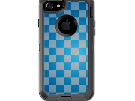 Blue Grey Checkers Otterbox Defender iPhone 7 or iPhone 8 Skin Hot on Sale