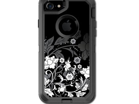 Black Floral Pattern Otterbox Defender iPhone 7 or iPhone 8 Skin Supply